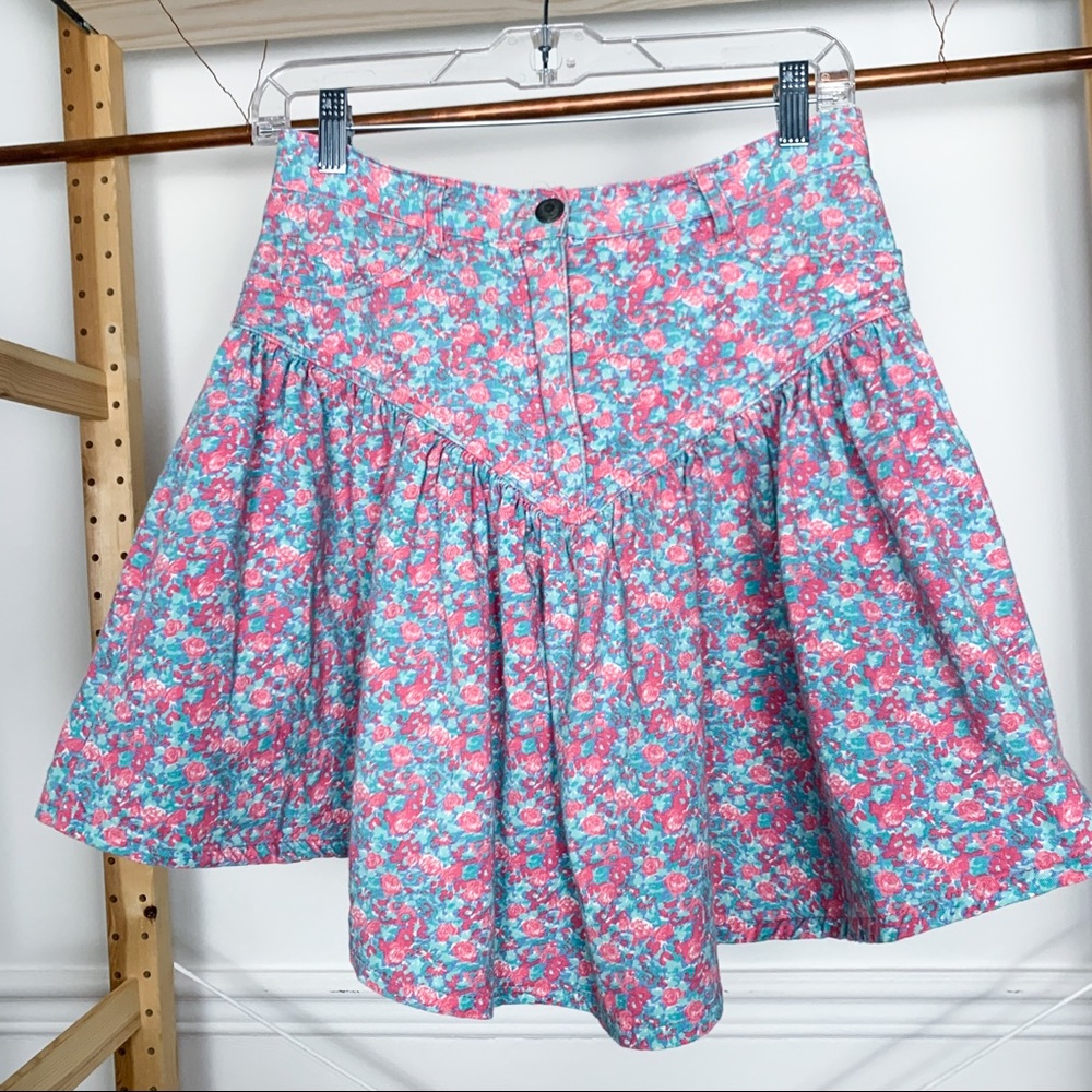 VTG 90's Wet Seal Floral Jean Skirt